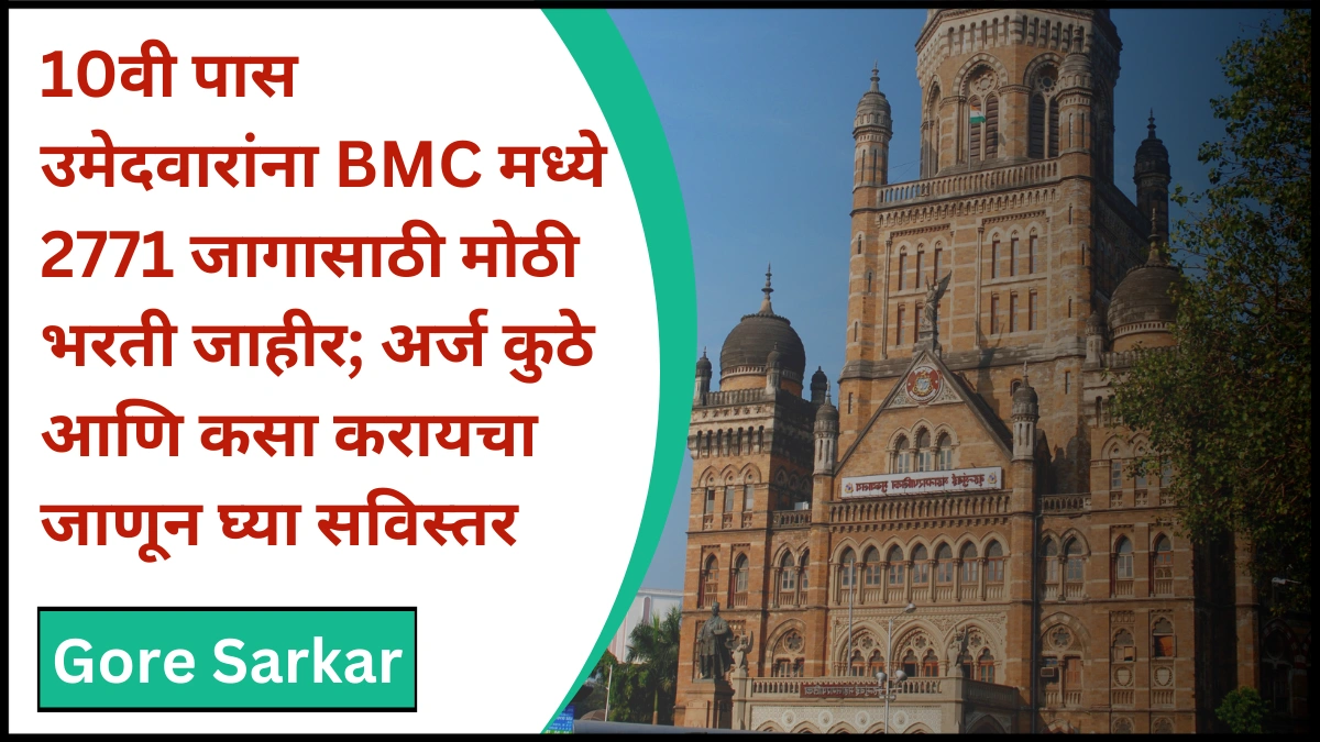 10वी पास उमेदवारांना BMC मध्ये 2771 जागासाठी मोठी भरती जाहीर; अर्ज कुठे आणि कसा करायचा जाणून घ्या सविस्तर