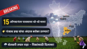 खुशखबर! १५ ऑगस्टनंतर महाराष्ट्रात पावसाचा ‘धमाका’ – या जिल्ह्यांमध्ये मुसळधार पाऊस येणार