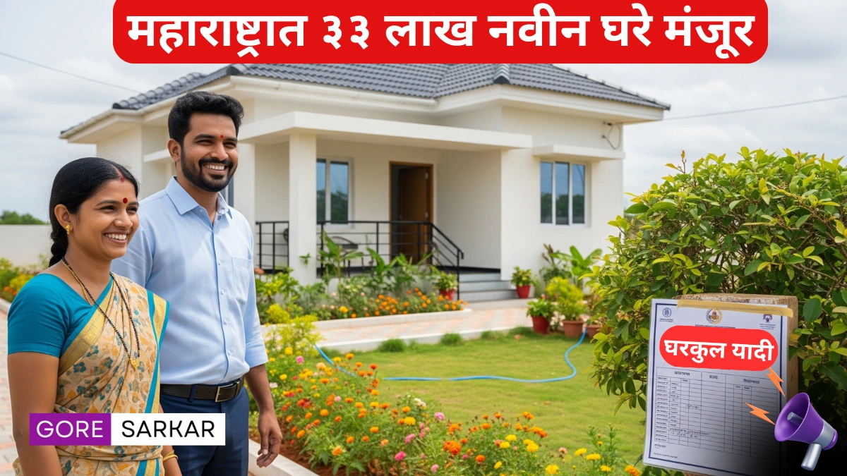 खुशखबर! महाराष्ट्रात ३३ लाख नवीन घरांना हिरवा झेंडा – तुमच्या गावची यादी आता फक्त एक क्लिकवर!