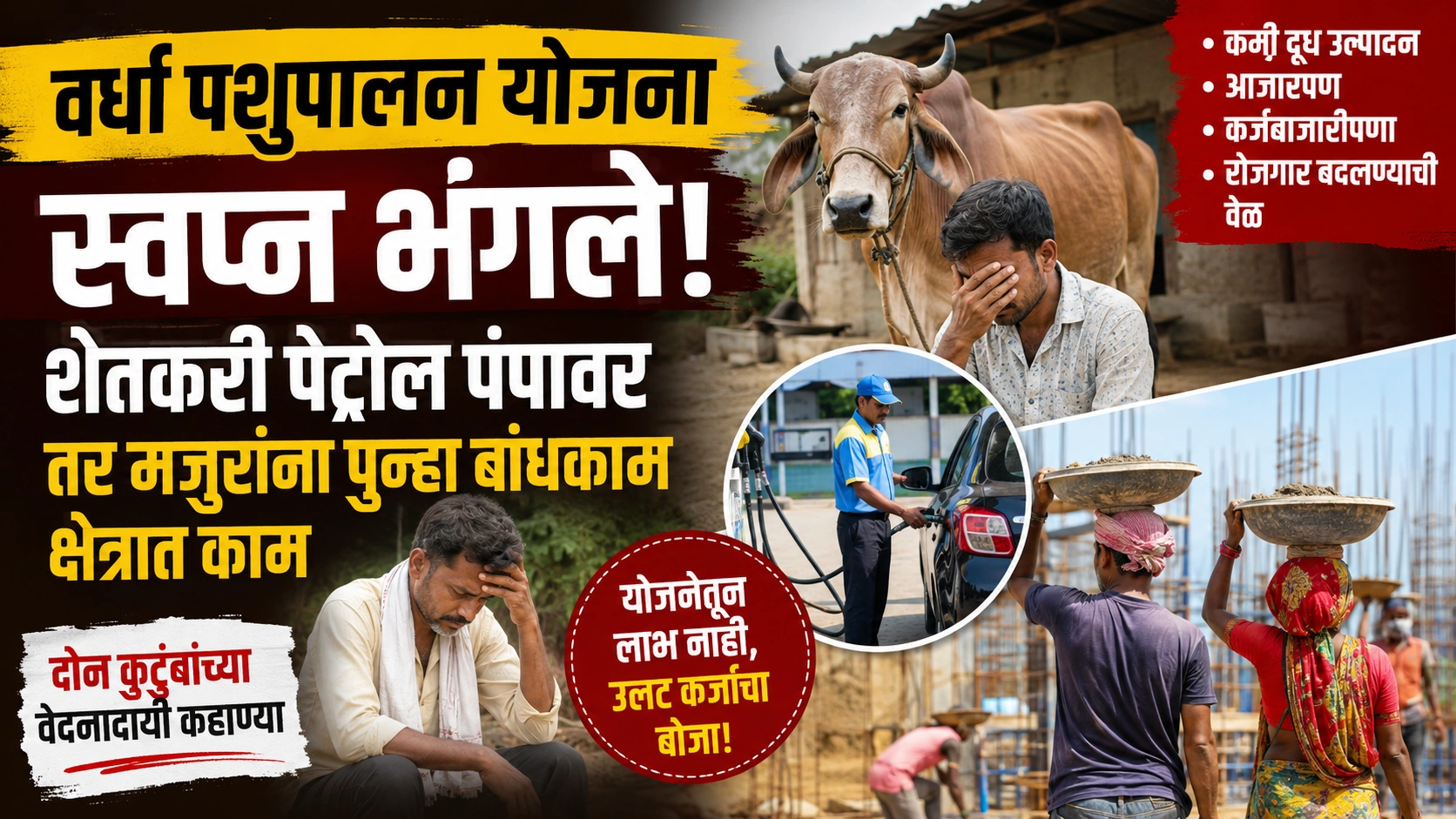 वर्धा न्यूज : पशुपालन योजनेचे स्वप्न भंगले; दोन कुटुंबांच्या अनुभवातून अंमलबजावणीवर गंभीर प्रश्न