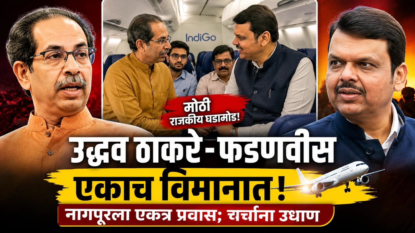 राजकारणात मोठी खळबळ! उद्धव ठाकरे आणि देवेंद्र फडणवीस एकाच विमानात; नव्या राजकीय चर्चांना उधाण