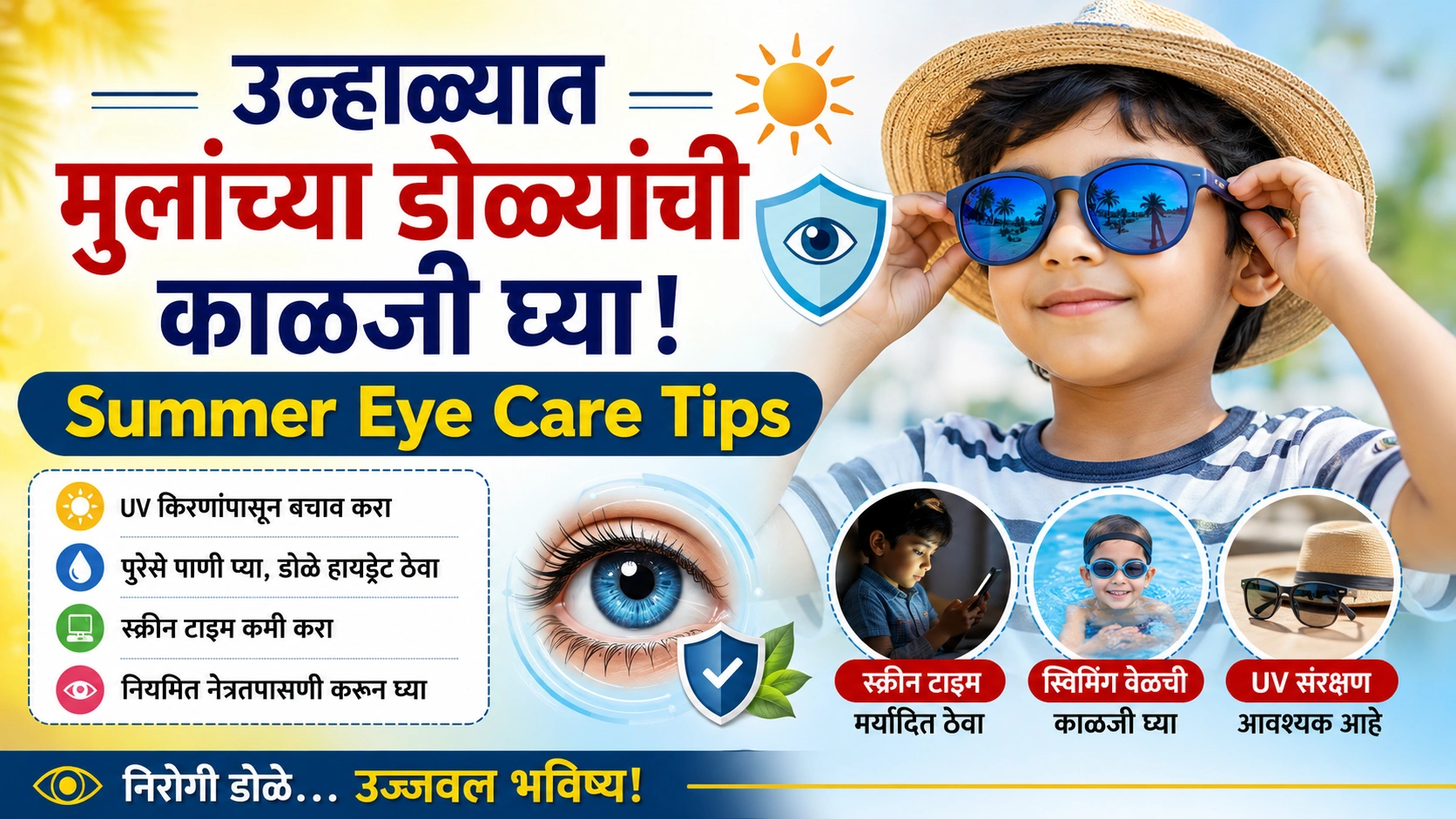 Summer Eye Care Tips: उन्हाळ्यात मुलांच्या डोळ्यांची काळजी घ्या; वाढता स्क्रीन टाइम आणि तीव्र ऊन ठरू शकते धोकादायक Summer Eye Care Tips: उन्हाळ्यात मुलांच्या डोळ्यांची काळजी घ्या; वाढता स्क्रीन टाइम आणि तीव्र ऊन ठरू शकते धोकादायक