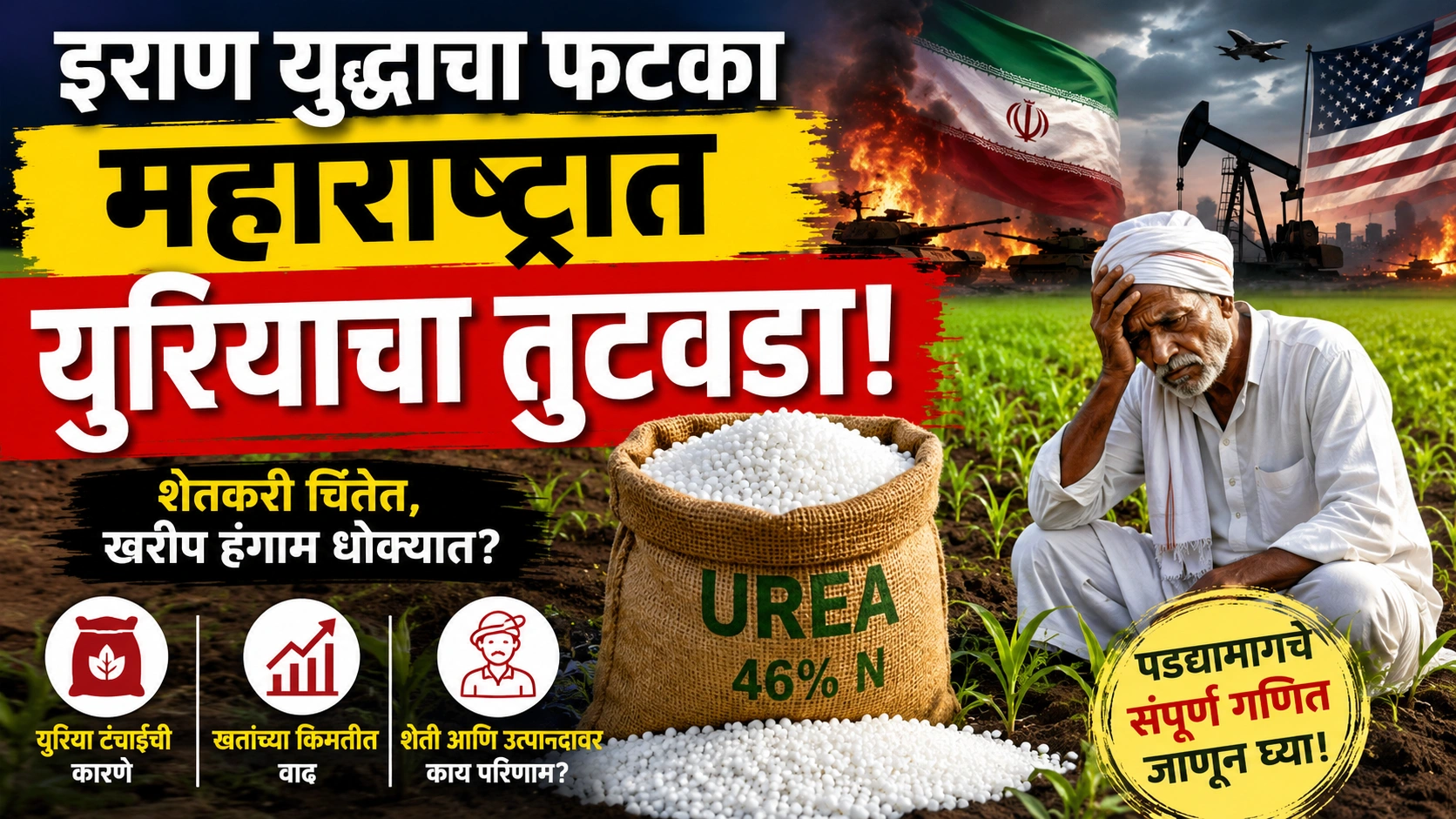 Maharashtra Urea Shortage : इराण युद्धामुळे महाराष्ट्रात युरियाचा तुटवडा; शेतीवर कसा होत आहे परिणाम ? जाणून घ्या संपूर्ण गणित Maharashtra Urea Shortage : इराण युद्धामुळे महाराष्ट्रात युरियाचा तुटवडा; शेतीवर कसा होत आहे परिणाम ? जाणून घ्या संपूर्ण गणित