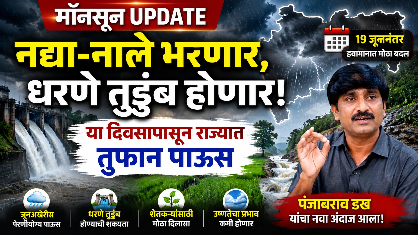 Monsoon Update : नद्या-नाले भरणार, धरणे तुडुंब होणार! ‘या’ तारखेपासून राज्यात तुफान पावसाची शक्यता; पंजाबराव डख यांचा नवा अंदाज