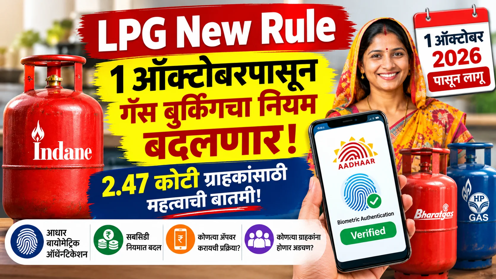 LPG New Rule: 1 ऑक्टोबरपासून गॅस बुकिंगचा नियम बदलणार; 2.47 कोटी ग्राहकांसाठी महत्त्वाची बातमी! LPG New Rule: 1 ऑक्टोबरपासून गॅस बुकिंगचा नियम बदलणार; 2.47 कोटी ग्राहकांसाठी महत्त्वाची बातमी!